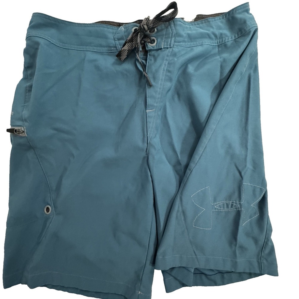 Under Armour Board Shorts Men's 36 Zipper Pockets Blue Quick‎ Dry Lightweight